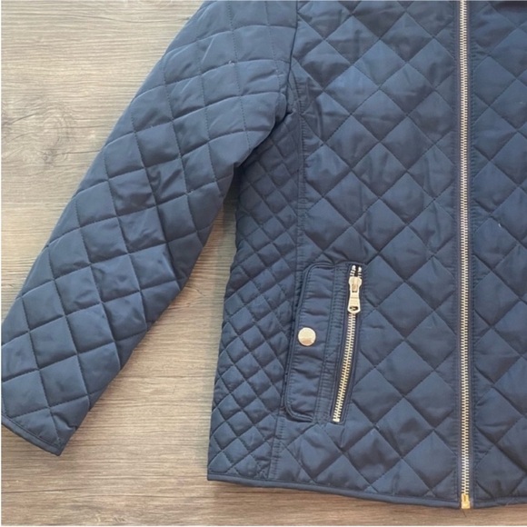 Zara Girls Quilted Jacket Navy Blue Sz 9/10 - Picture 6 of 8